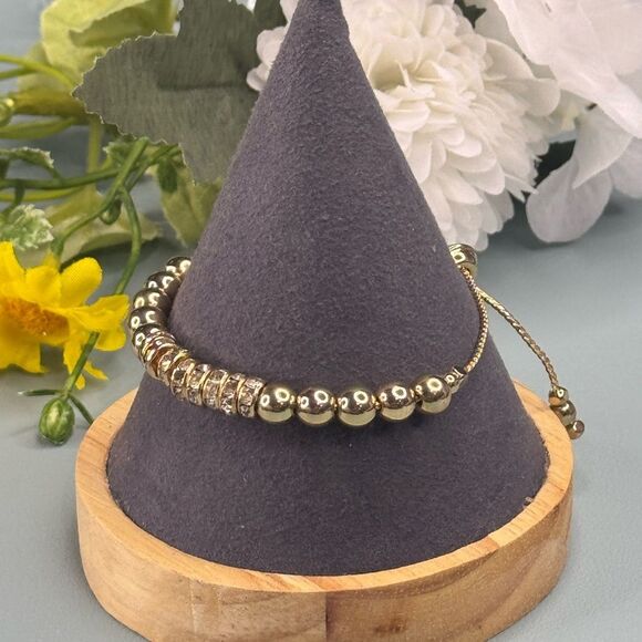 Gold Crystal Bolo Bracelet with Adjustable Chain NWOT - Picture 2 of 6